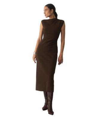 Women's Genova Cowl Neck Sleeveless Midi Knit Dress