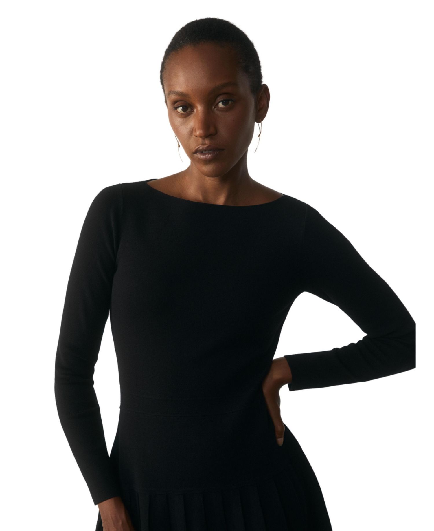 Women's Rothes Long-Sleeve Boat-Neck Mini Dress