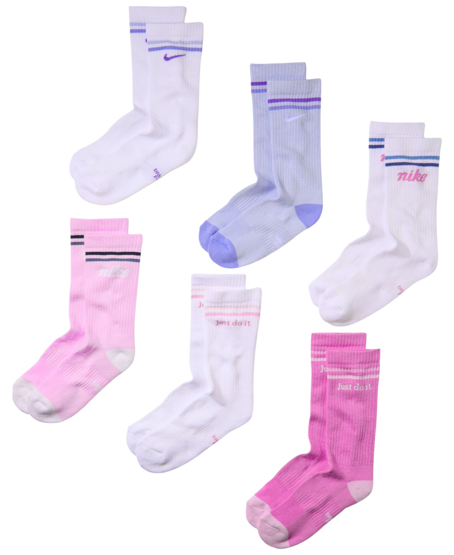 Boys' and Girls' Everyday Arch Band Crew Socks, 6-Pair Set