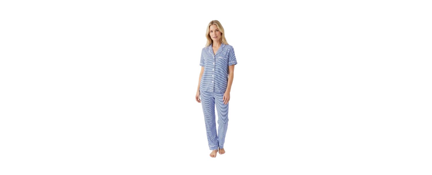 Women's Cobalt Stripe Matching Family Short-Sleeve Pajama Set