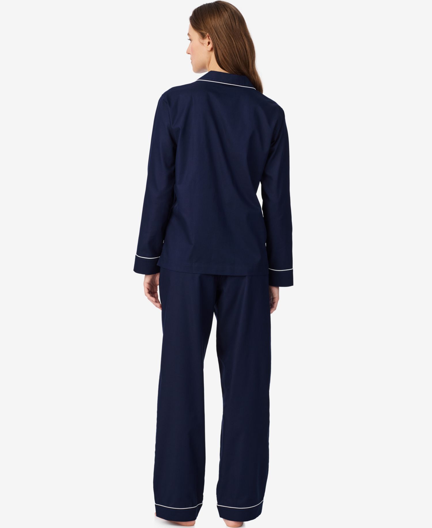 Women's Long-Sleeve Notch-Collar Cotton Pajama Set