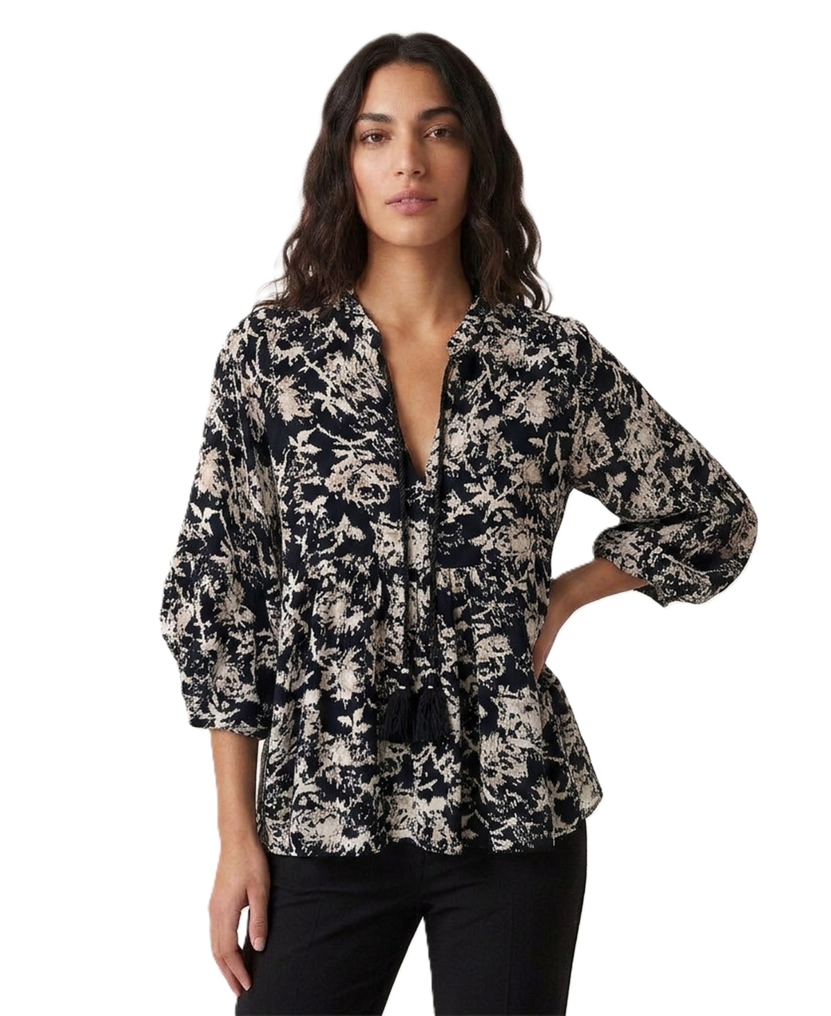 Jason Wu Women's Tie Neck Printed Woven Blouse
