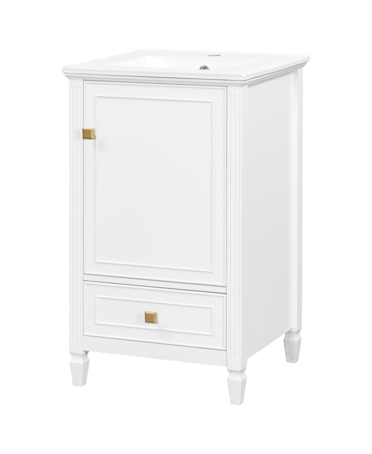 Busdays 20 Inch Freestanding Bathroom Vanity with Ceramic Sink Storage Cabinet and Rack Sturdy Construction Smooth Painted Finish