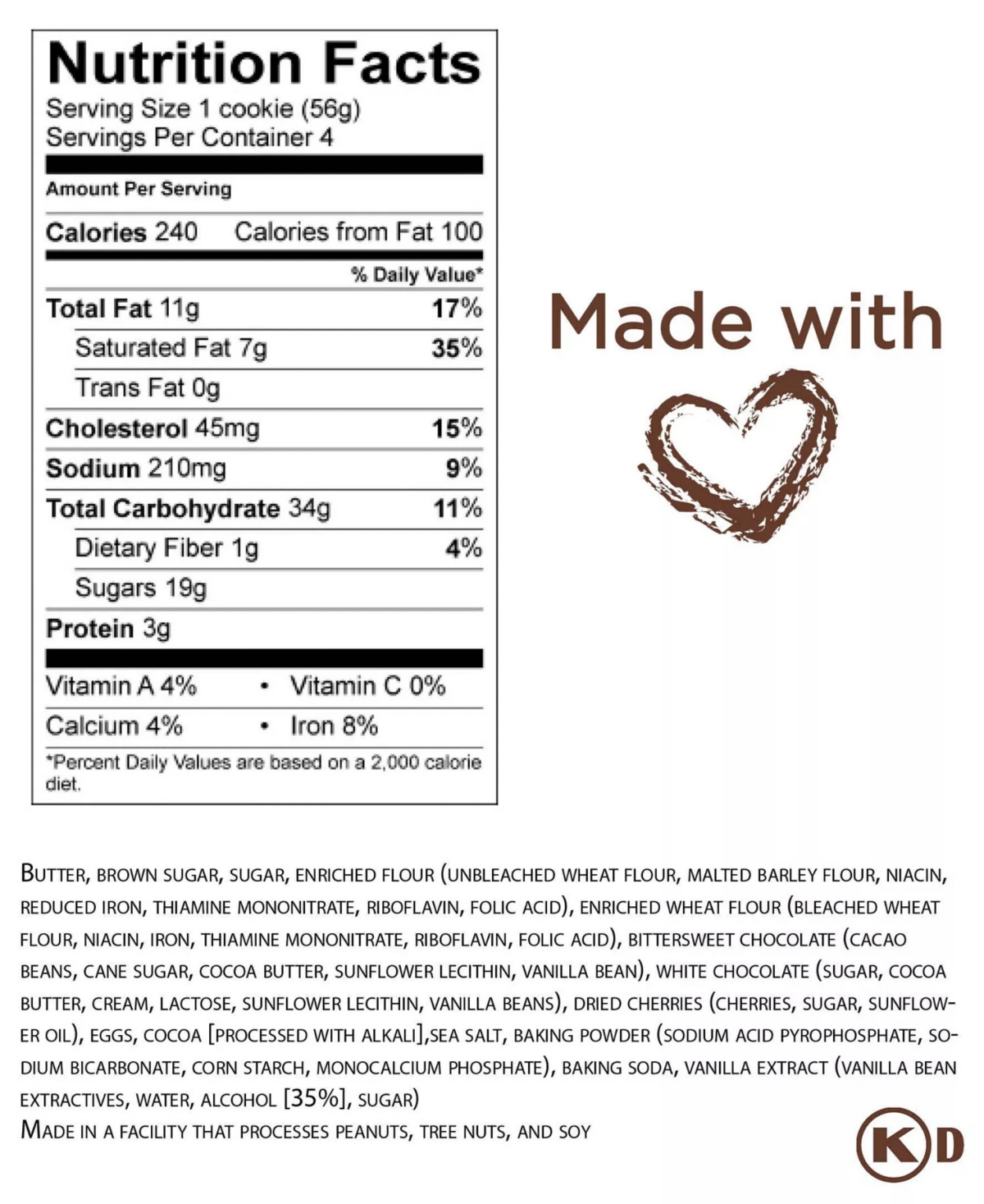 Salt of the EarthBakery Fresh Baked Triple Chcolate and Cherry Chip Cookies Gourmet Boxes, 16-Piece