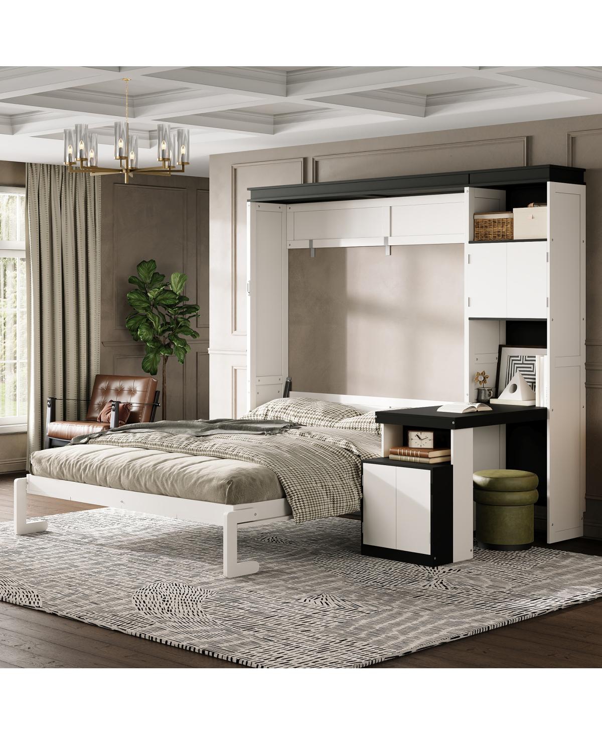 Streamdale Furniture Full Size Murphy Bed with Desk and Storage Shelves and Cabinets