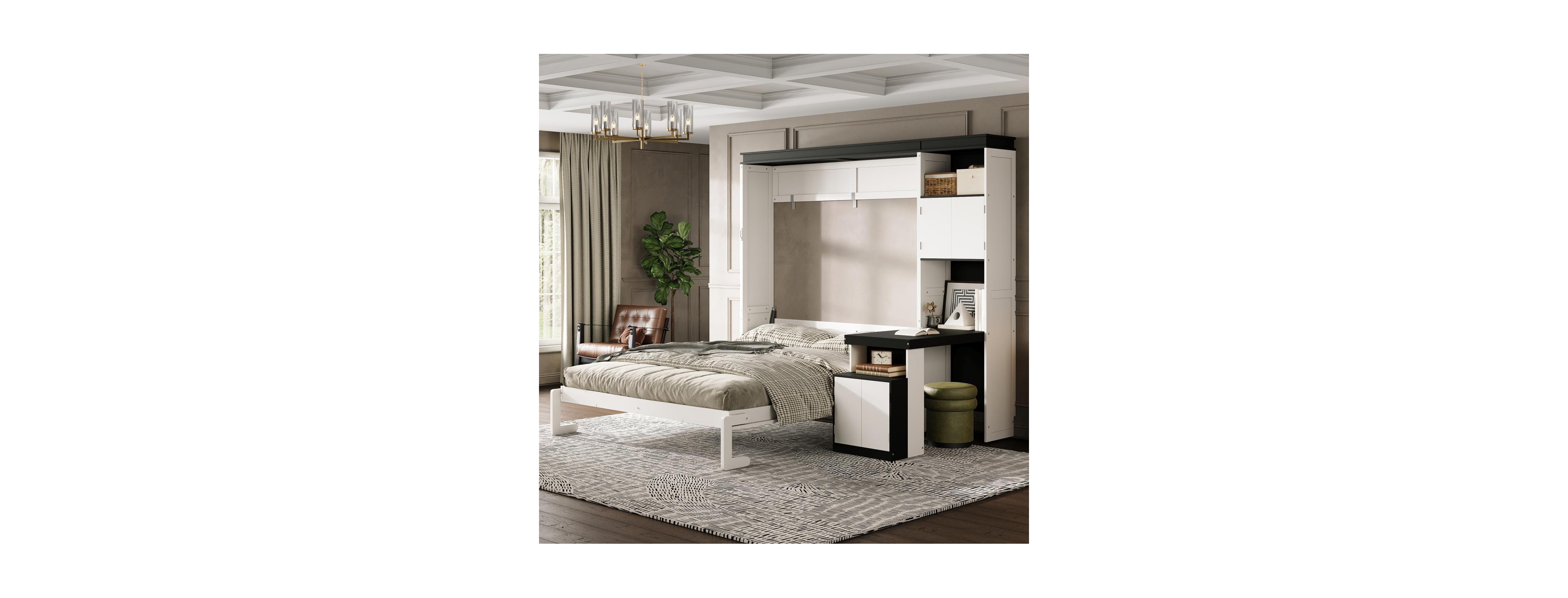 Streamdale Furniture Full Size Murphy Bed with Desk and Storage Shelves and Cabinets