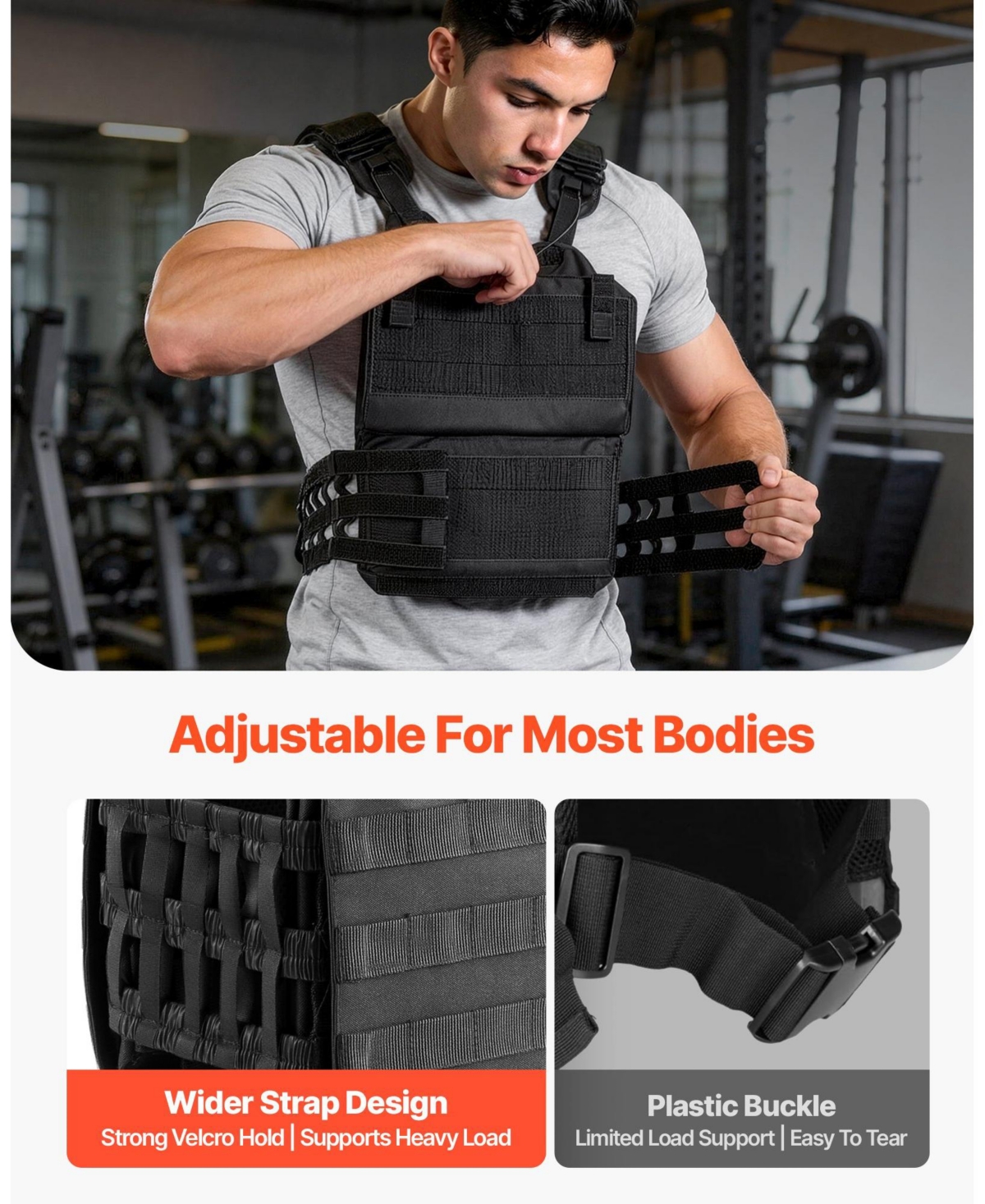 Hongge Adjustable Body Weight Vest with Padded Shoulder Straps