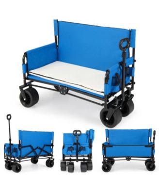 2-in-1 Collapsible Beach Wagon Bench Seat Combo with All-Terrain Wheels