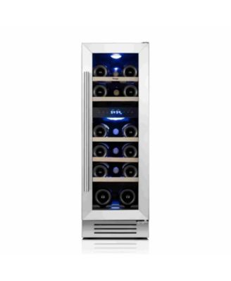 12 Inch Wine Fridge Cooler 40degree(s)F-65degree(s)F Dual Zone 17 Bottles Right-Hinged,For White/Red Wine,Champagne With Glass Door,Lights