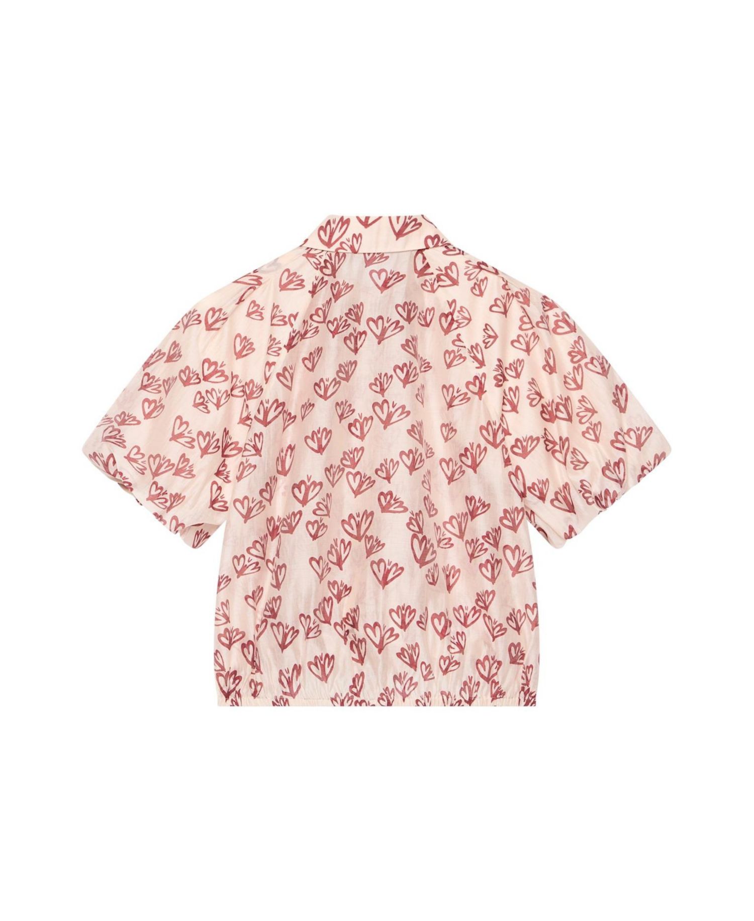 Women's Heart-Print Puff-Sleeve Blouse