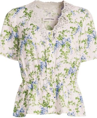 Plus Size Short-Sleeve Peplum V-Neck Blouse
