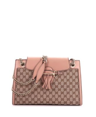 Large Emily Chain Flap Shoulder Bag GG Canvas and Leather