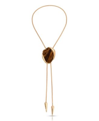 18k Gold-Plated Tiger's Eye Statement Bolo Necklace