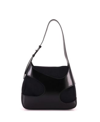Medium Cut Out Shoulder Bag Leather and Canvas