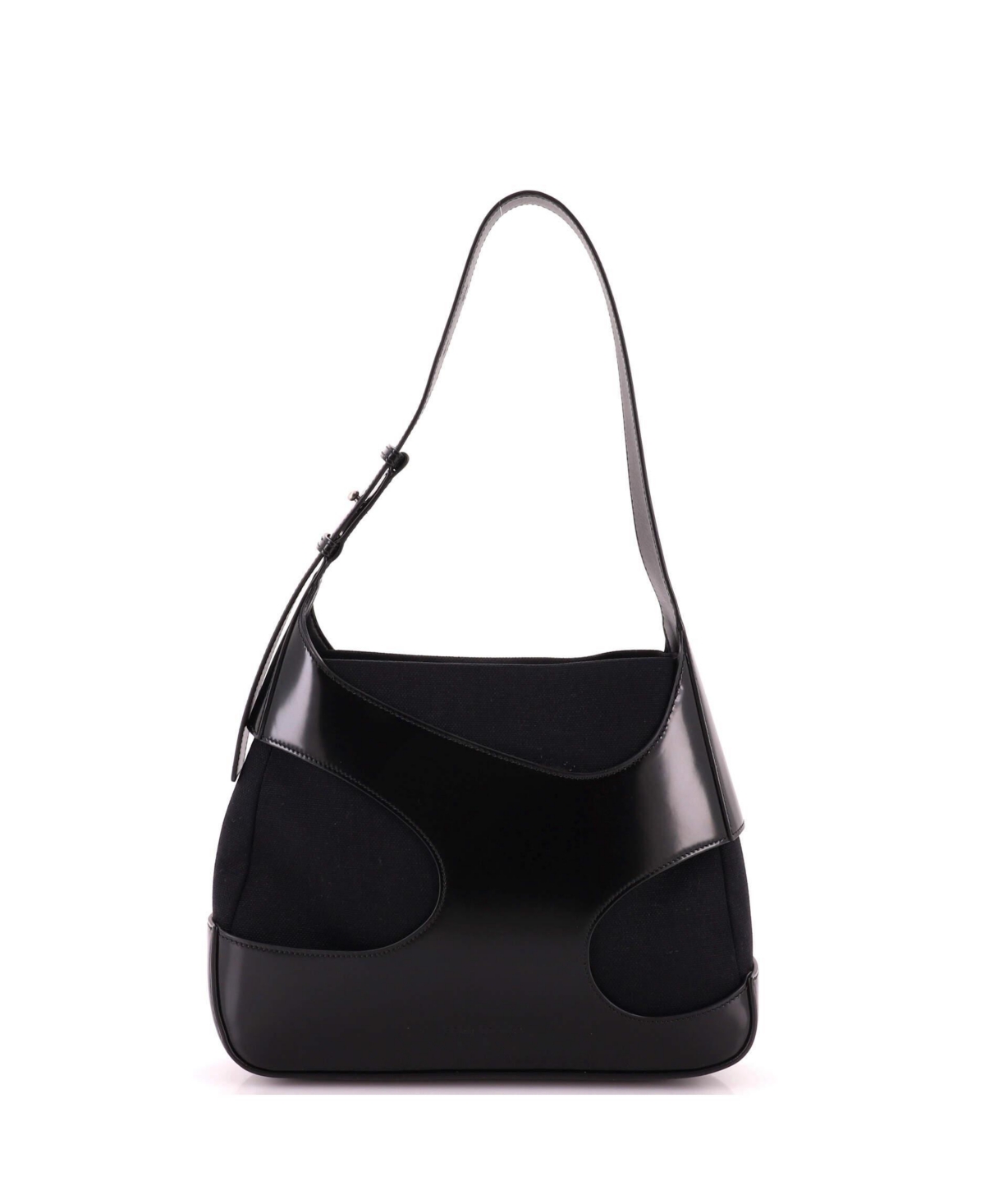 Pre-Owned Salvatore Ferragamo Medium Cut Out Shoulder Bag Leather and Canvas - Black