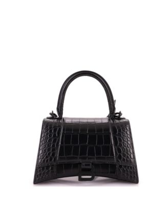 Small Hourglass Top Handle Bag Embossed Leather