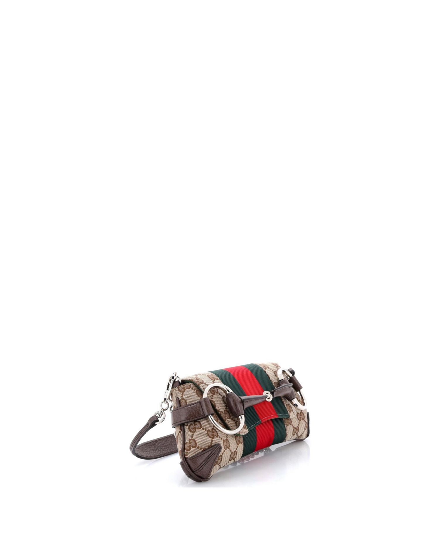 Small Horsebit NM Web Chain Clutch GG Canvas