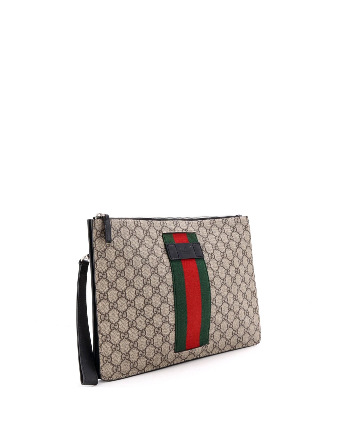 Pre-Owned Gucci Web Wristlet Clutch Gg Coated Canvas