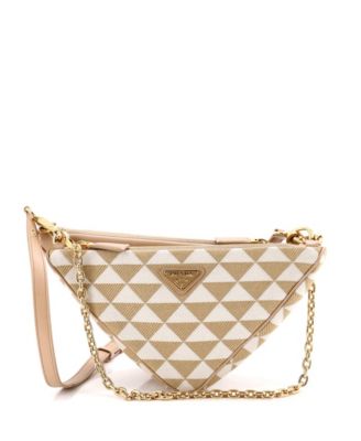 Mini Double Symbole Triangle Bag Leather and Jacquard
