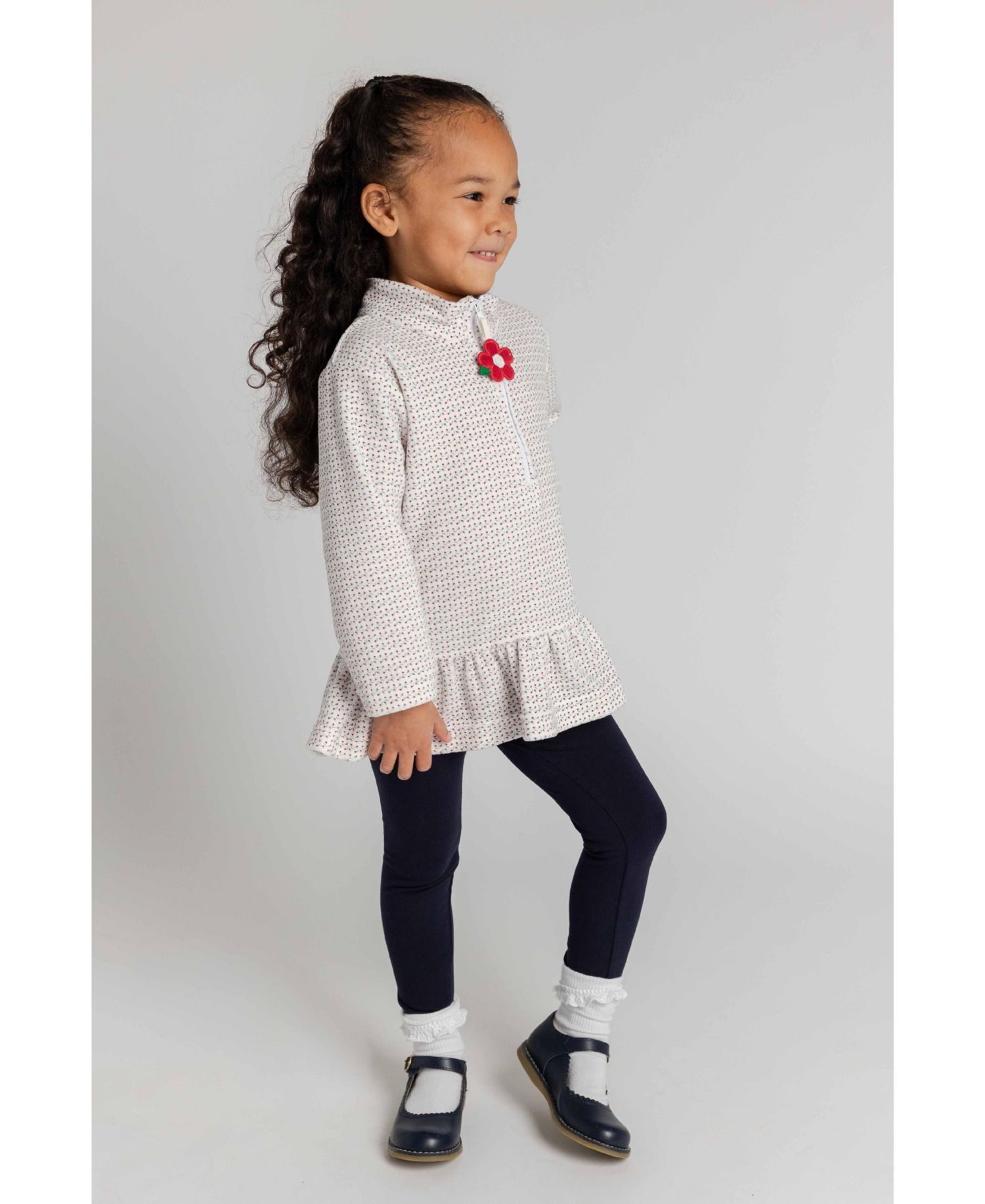 Girls' 4-16 Half-Zip Velour Tunic Sweatshirt