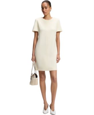 BOSS by Women's Dinderah Japanese Crepe Short-Sleeve Shift Dress with Pockets