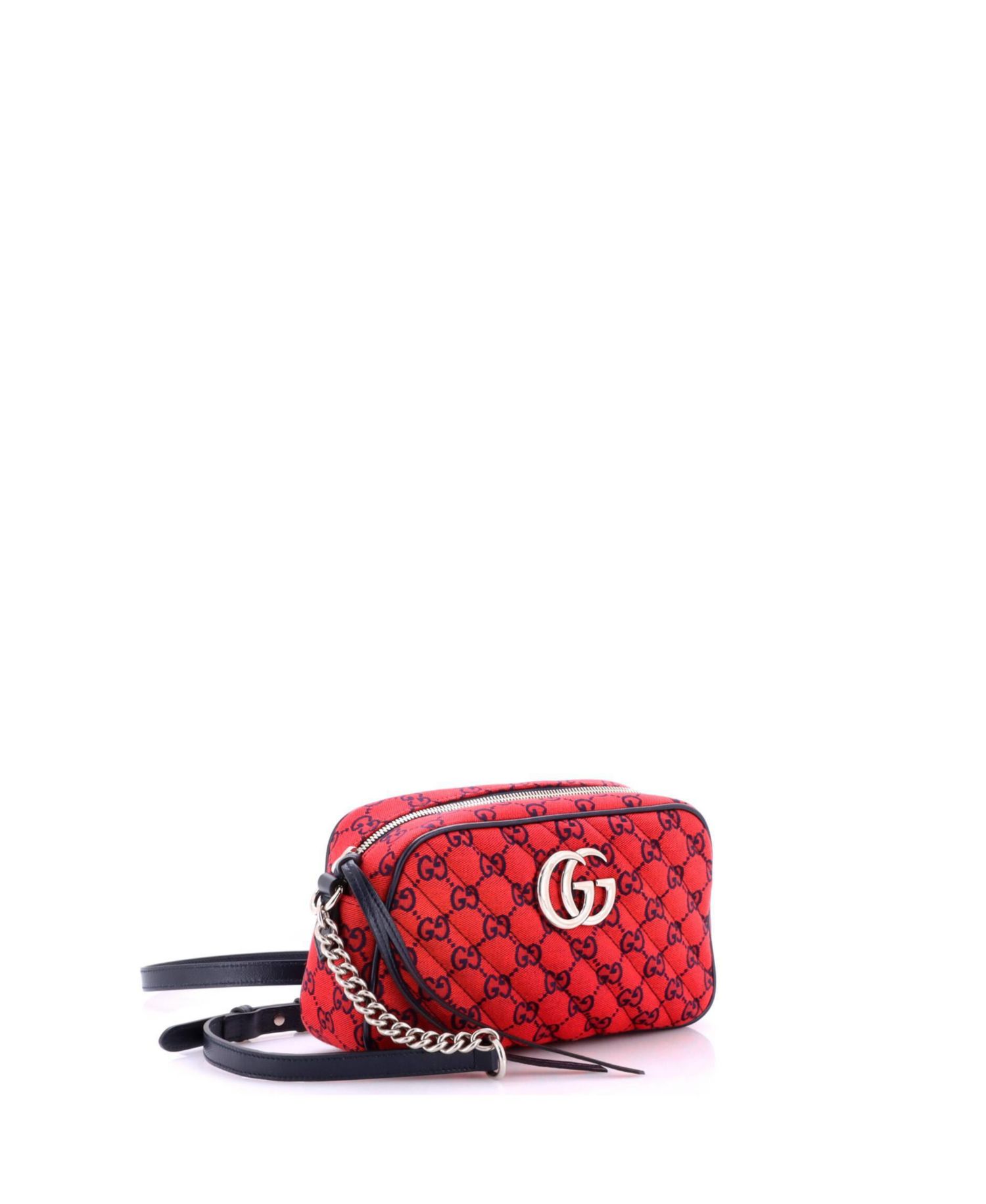 Small GG Marmont Shoulder Bag Diagonal Quilted GG Canvas with Leather