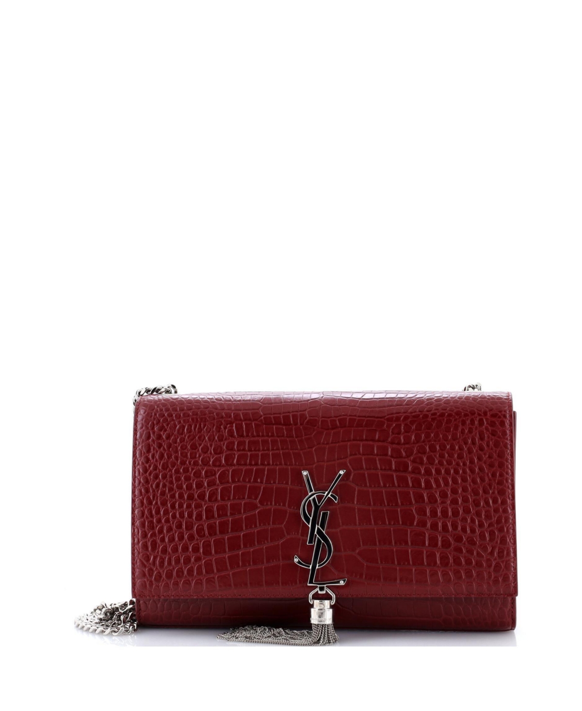 Pre-Owned Saint Laurent Medium Classic Monogram Tassel Crossbody Bag Embossed Leather - Brown