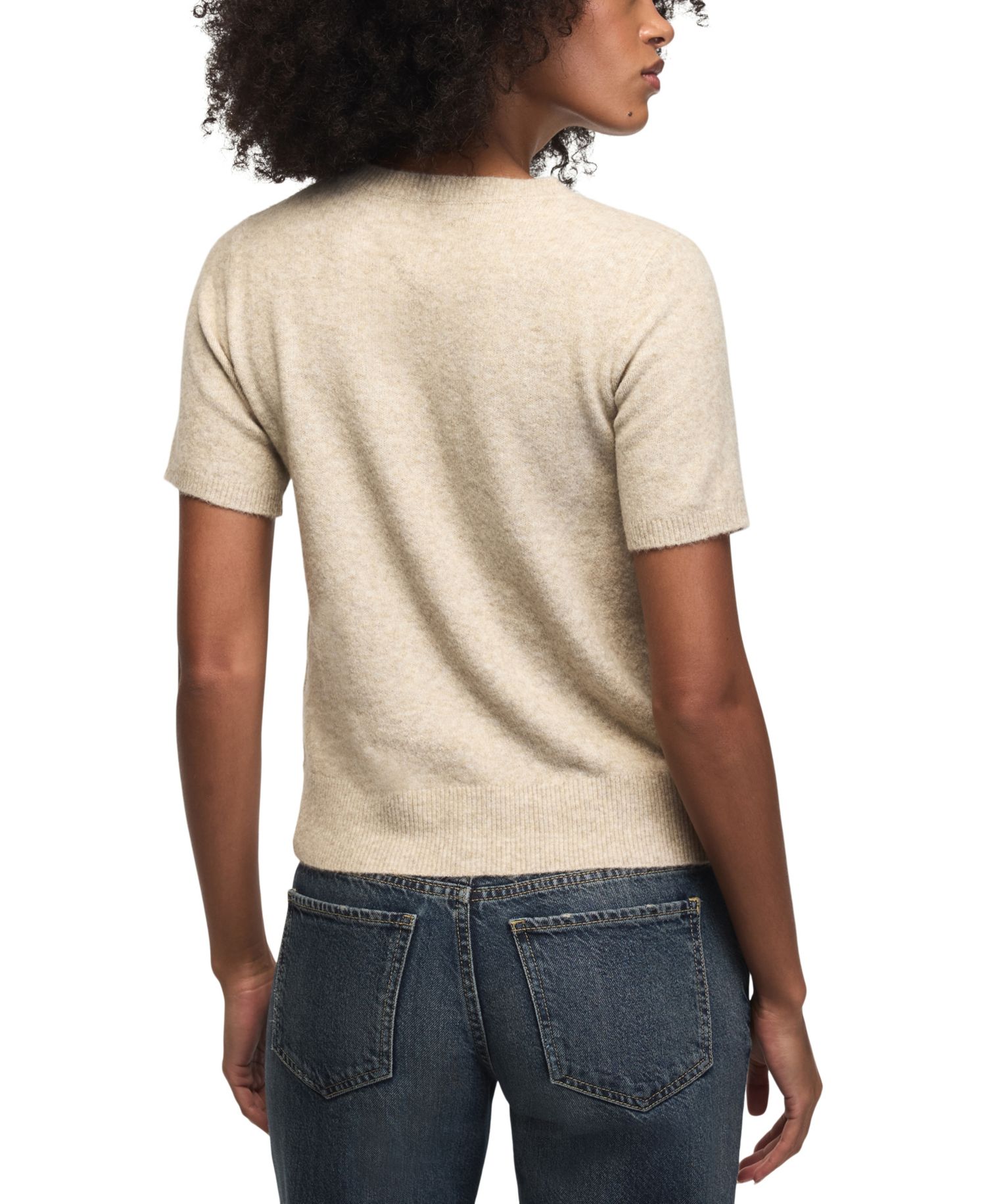Women's Argyle Crew-Neck Short-Sleeve Cardigan