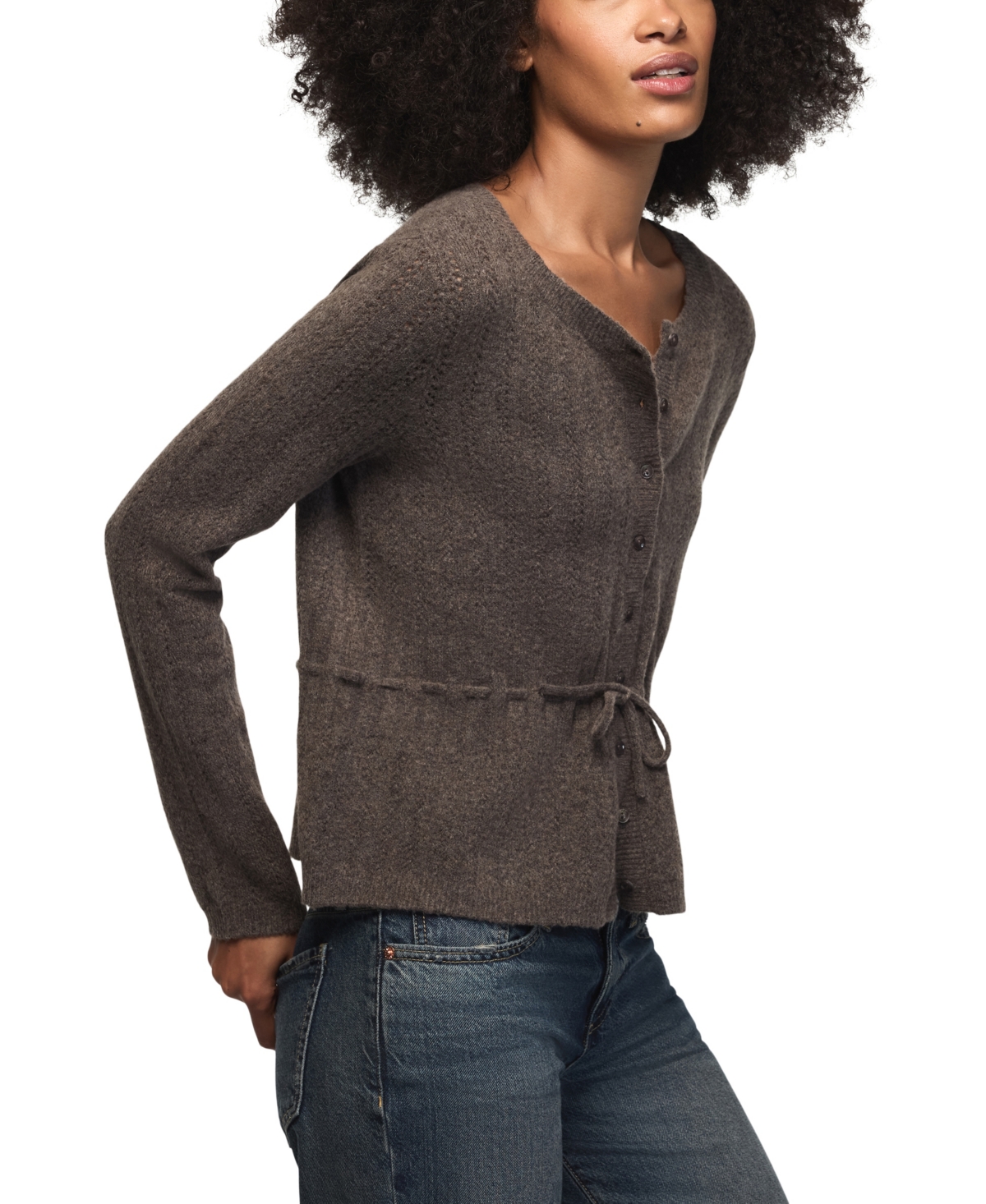 Lucky Brand Women's Cloud Soft Babydoll Pointelle Cardigan