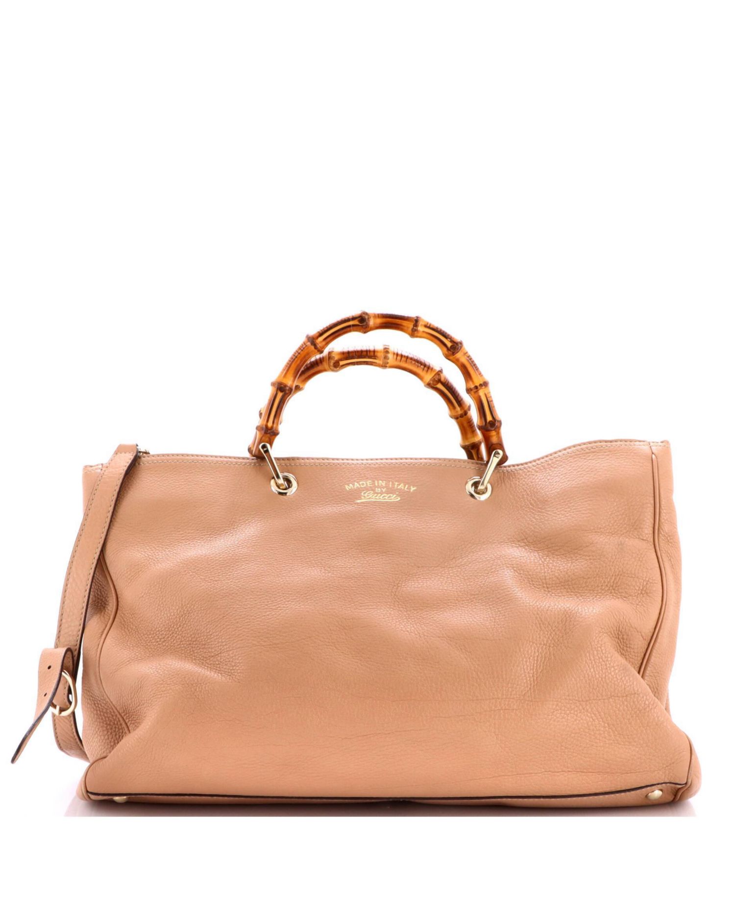 Large Bamboo Shopper Tote Leather
