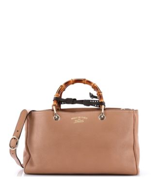 Medium Bamboo Shopper Tote Leather