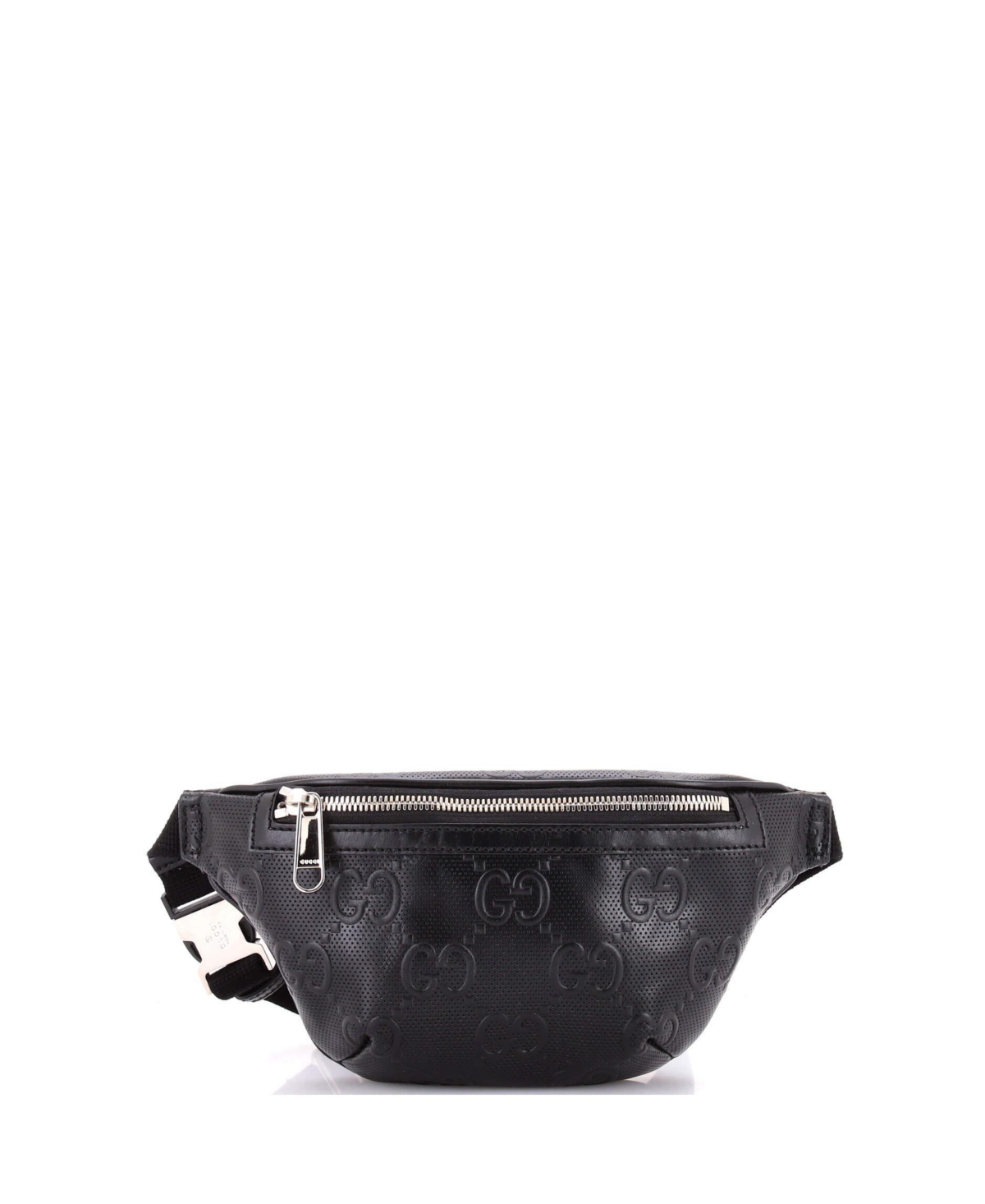Pre-Owned Gucci Small Belt Bag Gg Embossed Perforated Leather - Black