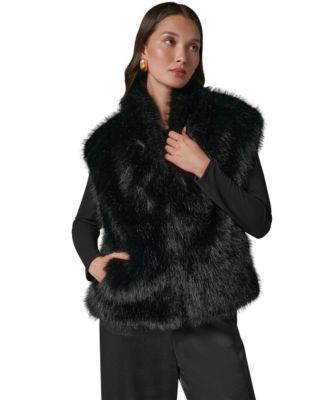 Women's Faux Fur Sleeveless Lined Vest Jacket