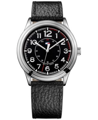 Tommy Hilfiger - Men's Table Black Leather Strap Watch 42mm 1791282