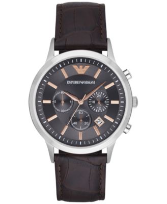 Emporio Armani - Men's Chronograph Dark Brown Leather Strap Watch 43mm AR2513