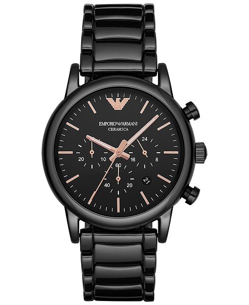 Emporio Armani Men's Chronograph Luigi Black Ceramic Bracelet Watch ...
