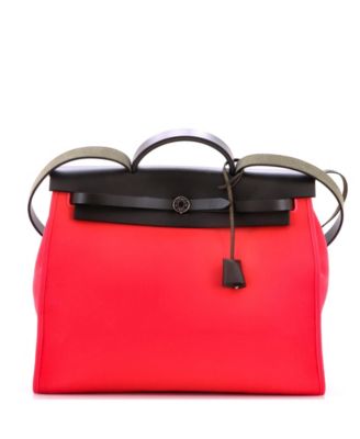 Pre-Owned Hermes 39 Herbag Zip Leather and Toile