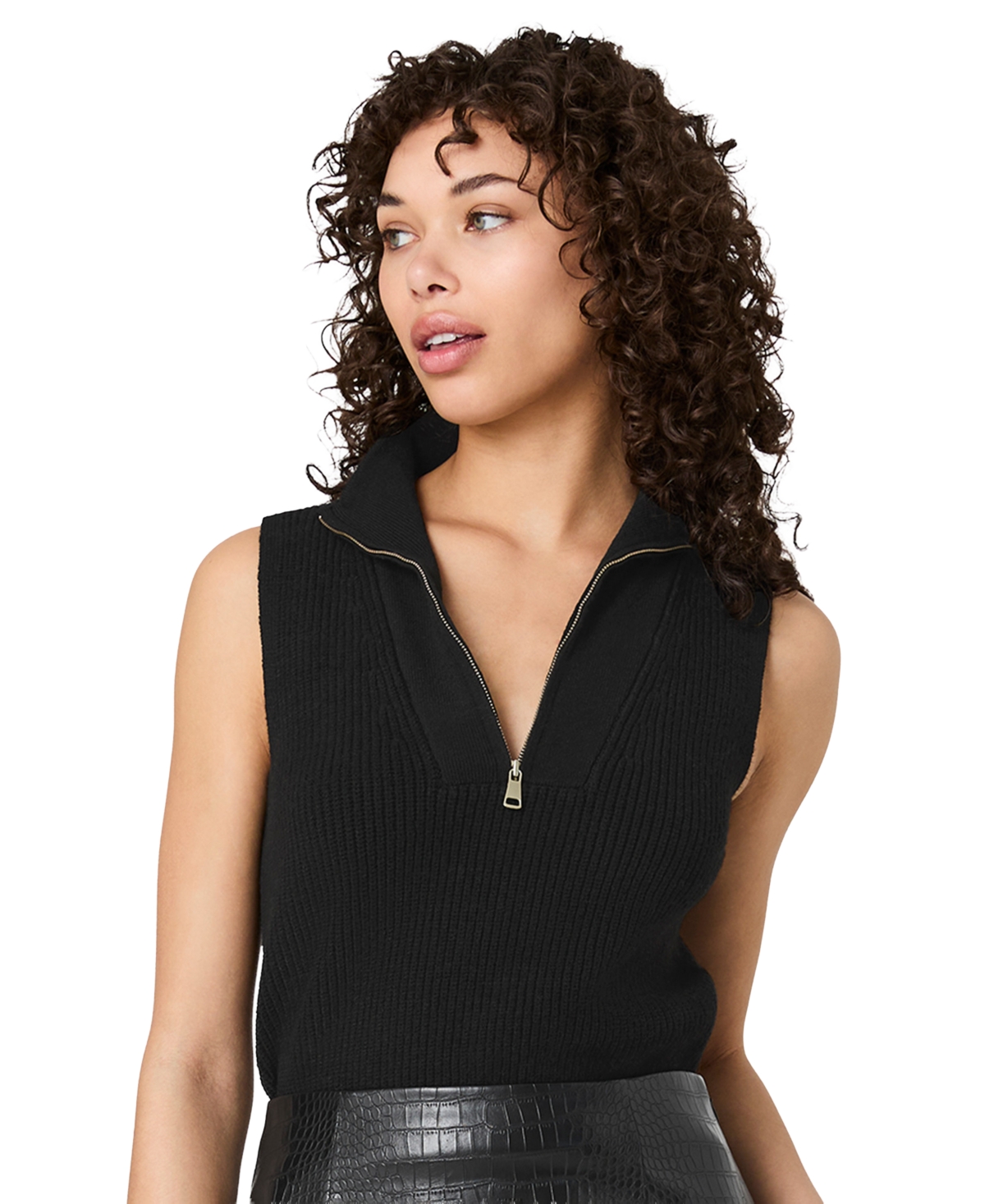 French Connection Women's Marley Collared V-Neck Rib Knit Top