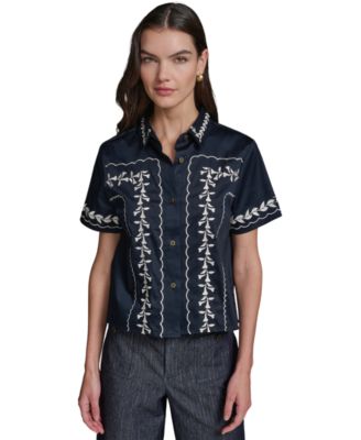 Women's Short-Sleeve Embroidery Shirt