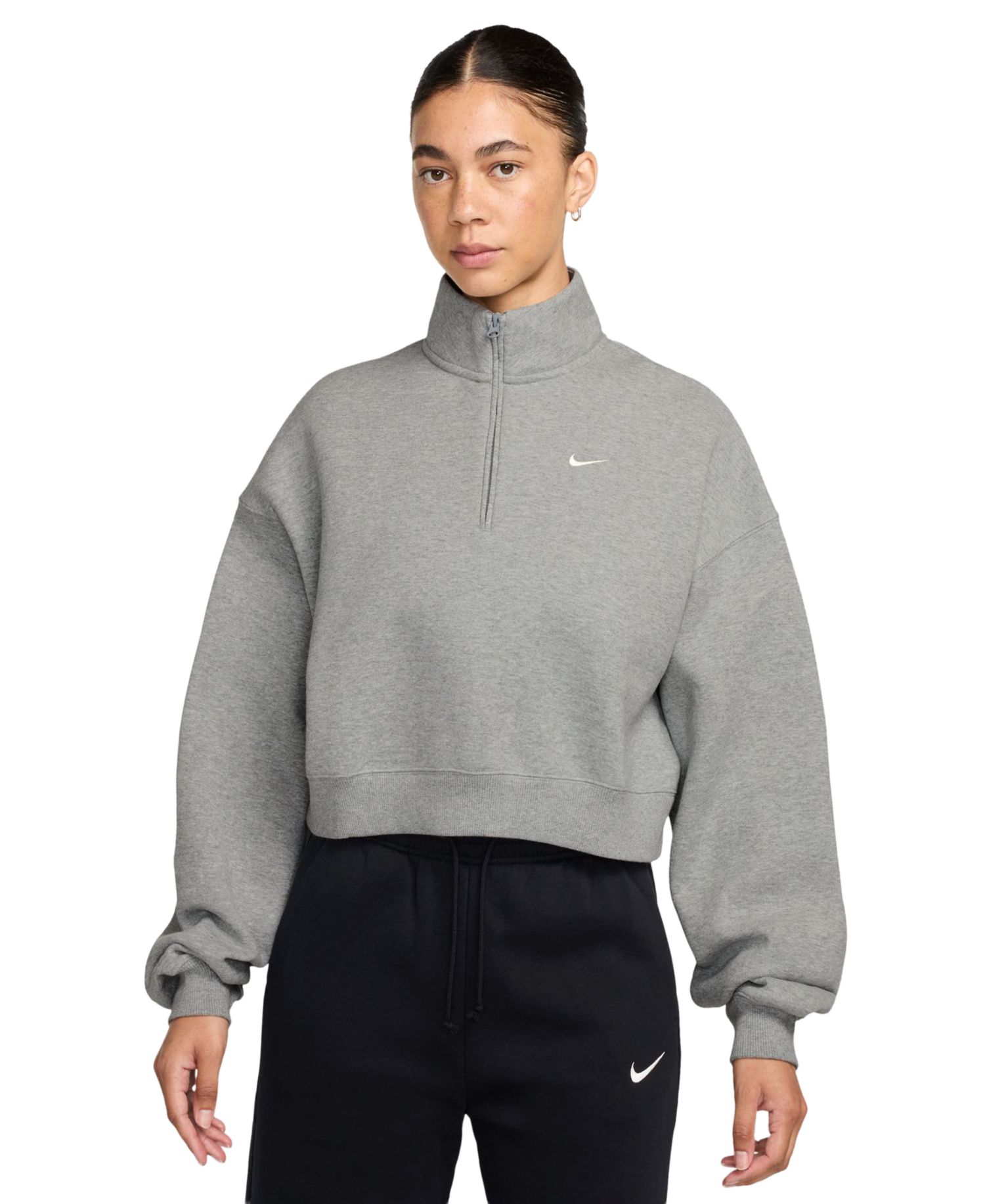 Women's Studio Fleece Oversized 1/4-Zip Cropped Top
