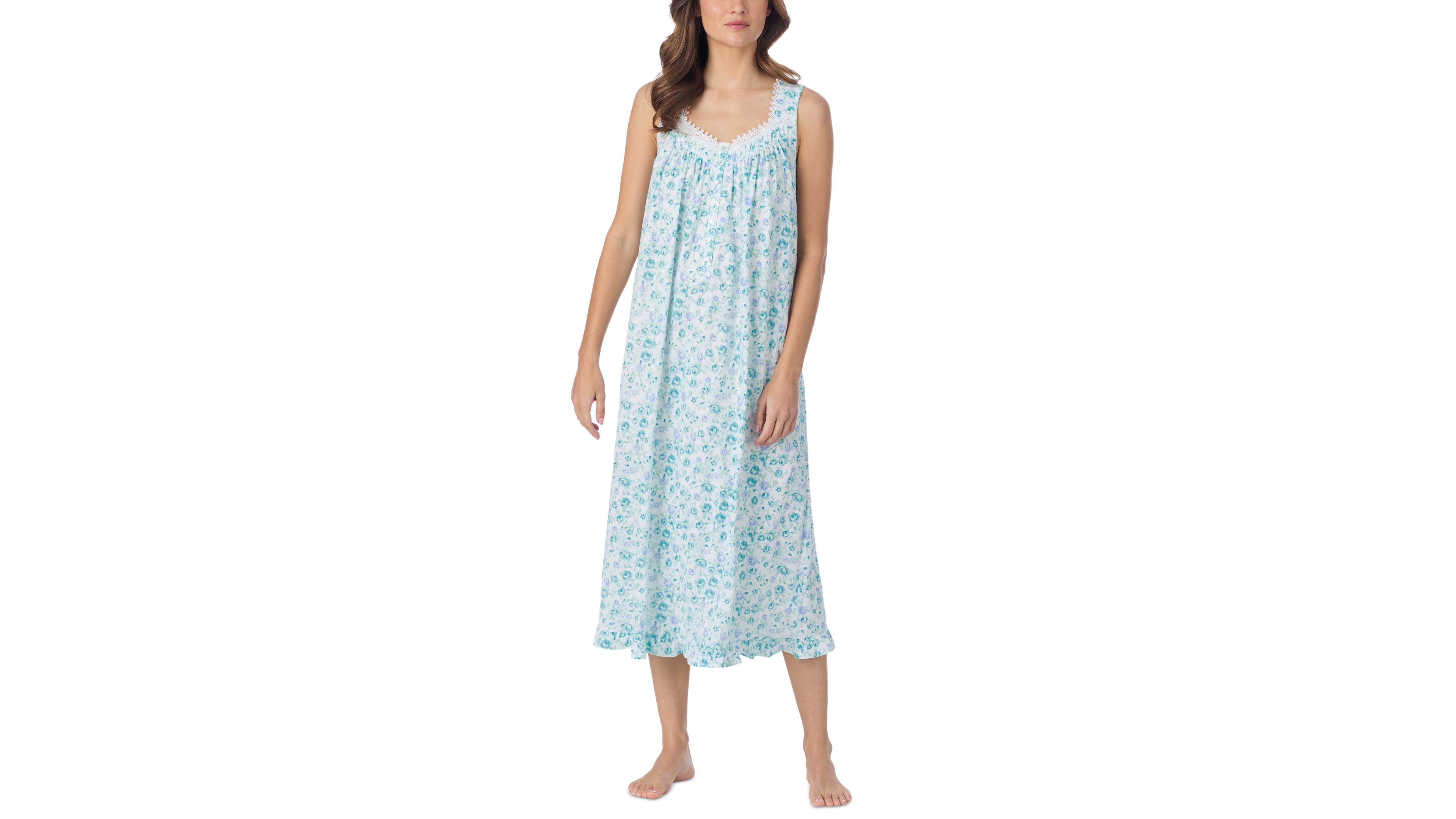 Eileen West Women's Sleeveless Cotton Jersey Knit Long Nightgown