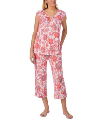Women's Scoop Neck Top & Cropped Pajama Pants, 2-Piece Set