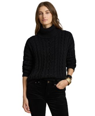 Women's Cable-Knit Cotton Turtleneck Sweater