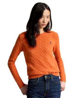 Women's Cable Wool-Cashmere Crew Neck Sweater