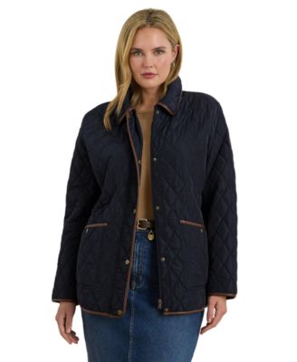 Plus Size Diamond-Quilted Lined Coat