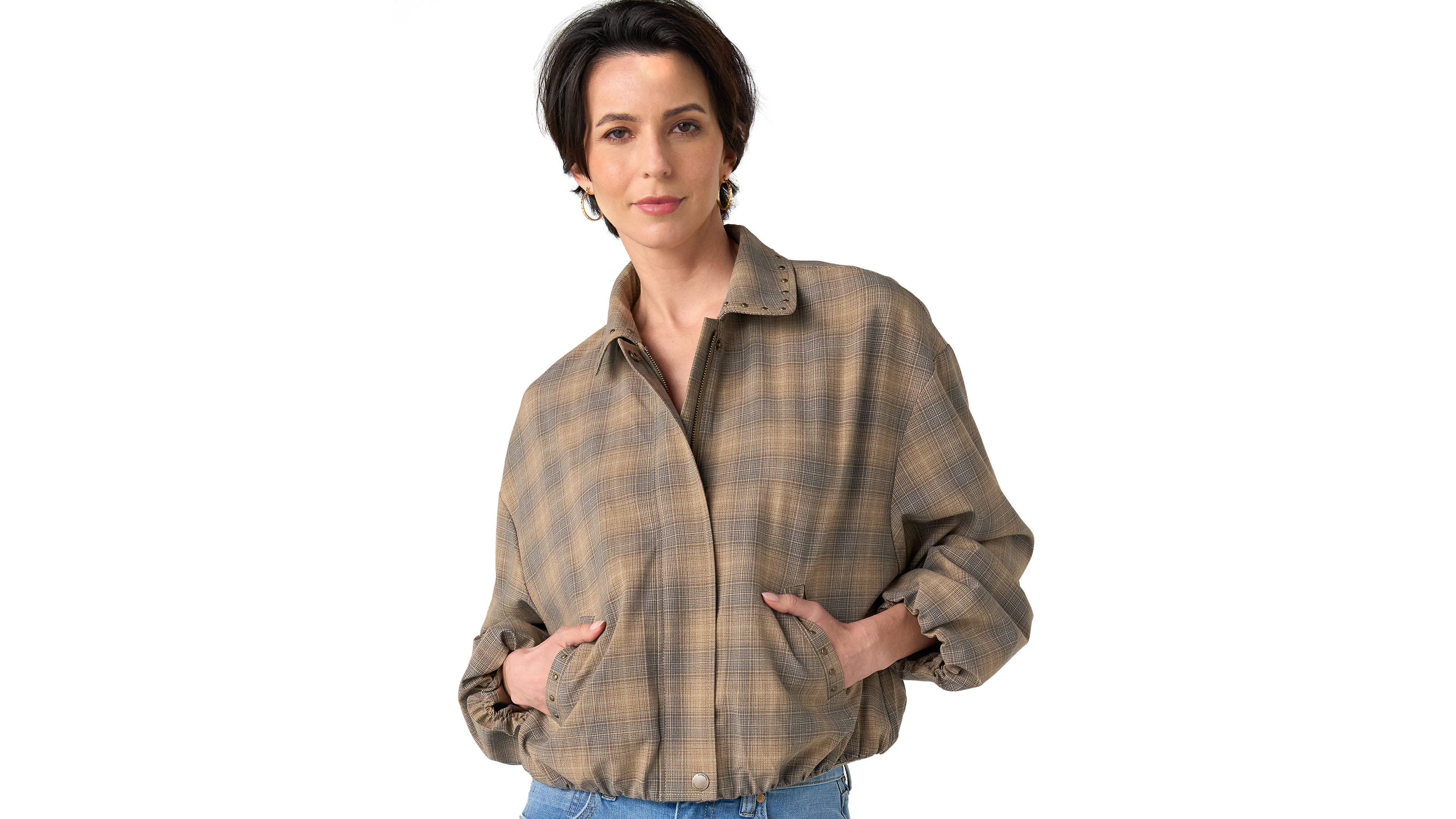 Liverpool Los Angeles Women's Bubble Hem Collared Jacket