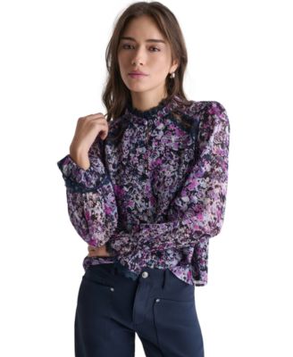 Women's Printed High-Neck Long-Sleeve Top