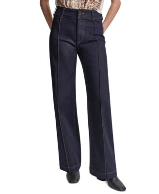 Women's High-Rise Wide-Leg Pin-Tuck Jeans