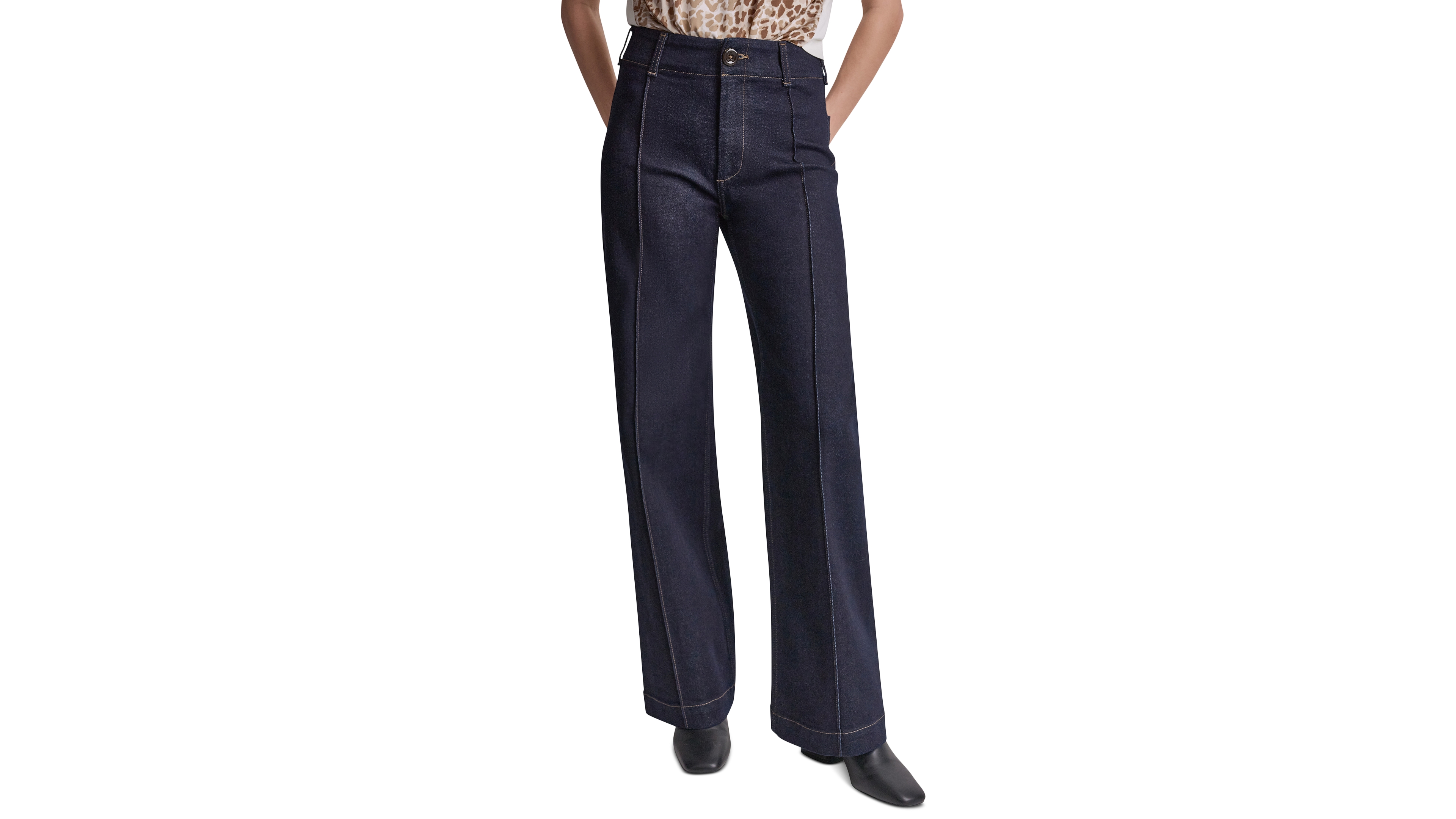 Dkny Jeans Women's High-Rise Pin Tuck Wide Leg