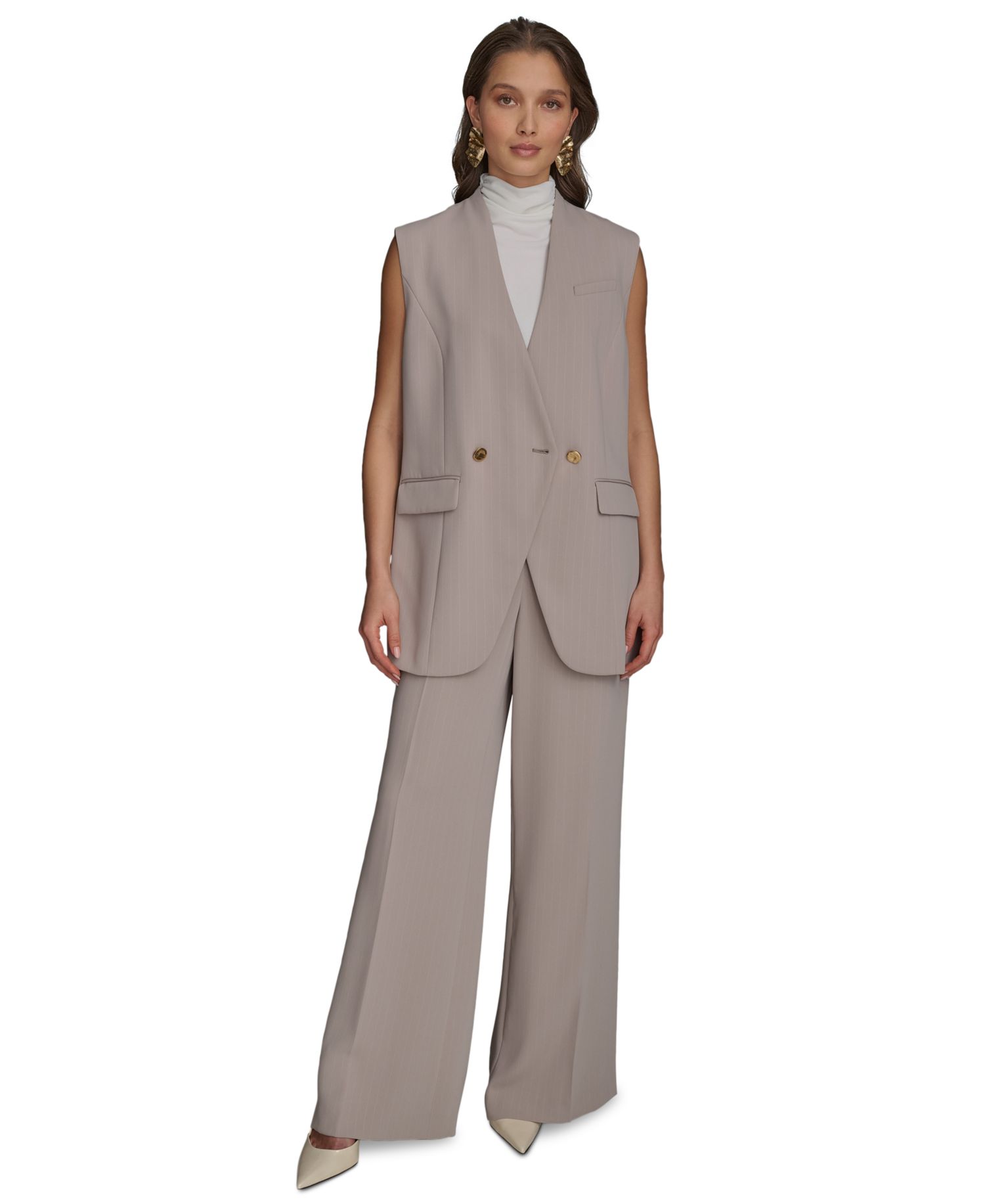 Petite V-Neck One-Button Vest